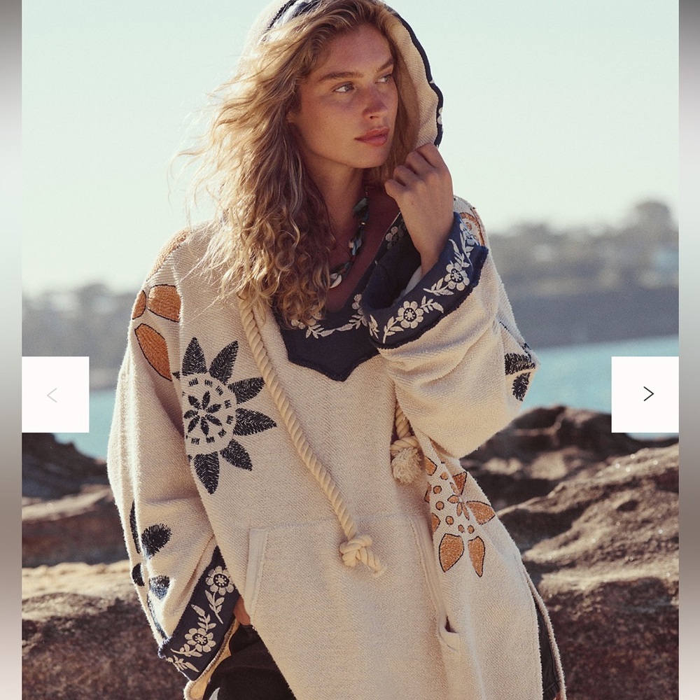 Free People Shoreline Cotton Terry Hooded Pullover Swearshirt. New without tags - Picture 9 of 16
